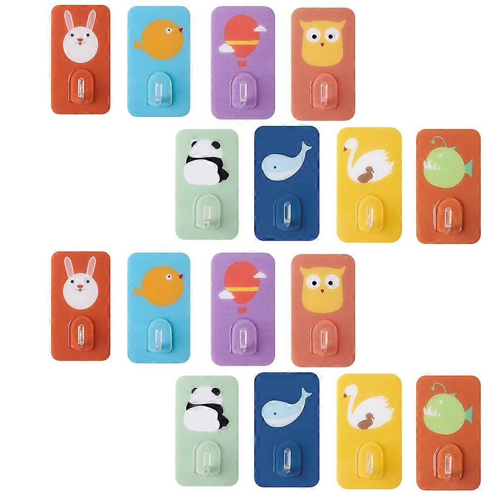 Plastic Adhesive Hooks PC Material Coat Hook Kitchen Self-Adhesive Double Hooks 24Pcs