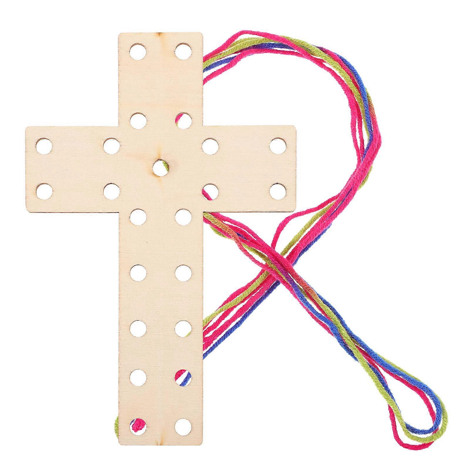 Wooden Cross Stitch Craft Kit with Yarn Weaving, Durable Board, Assorted Yarn Colors, Needle for Creative and Unique DIY Projects