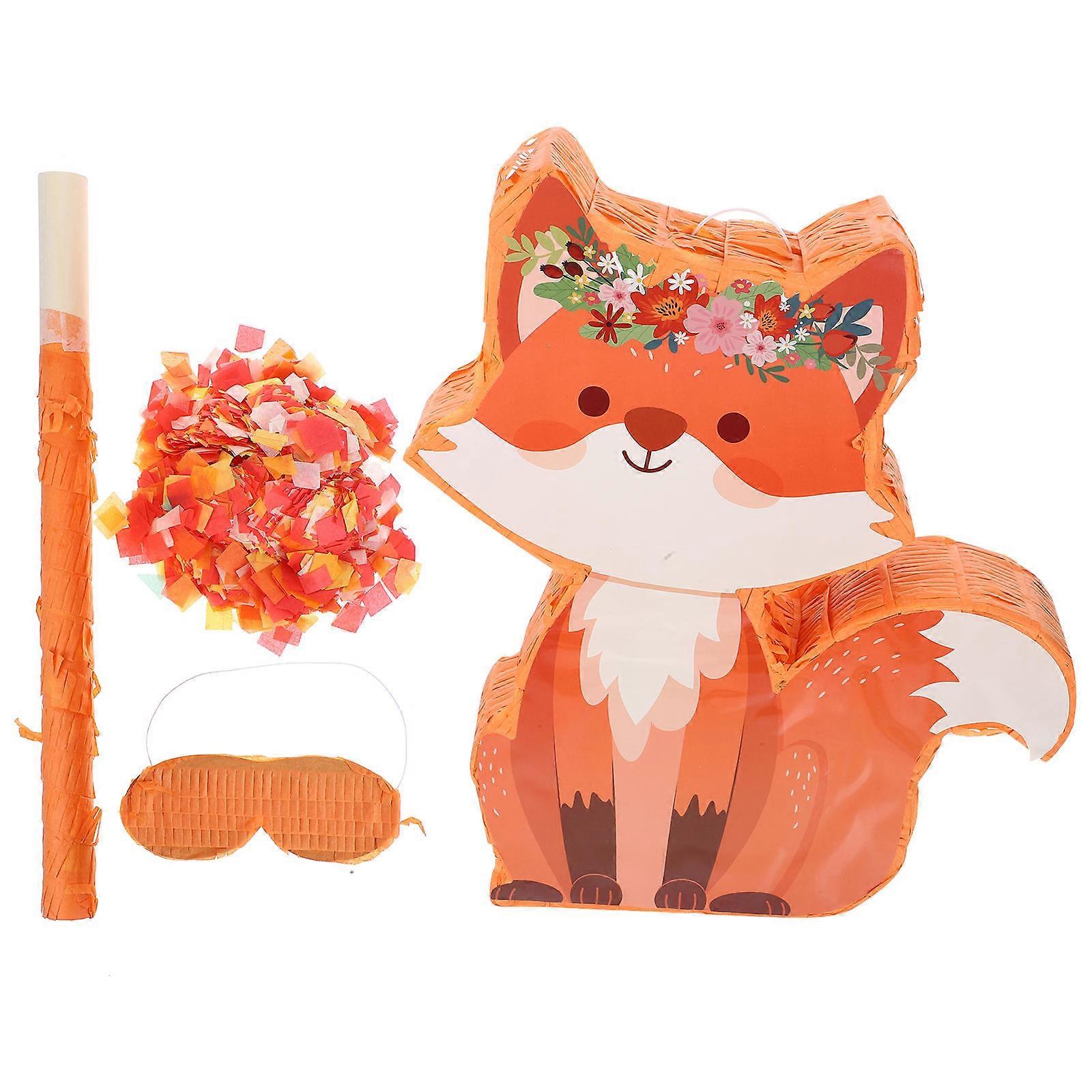 1 Set Fox Pinata for Kids Birthday Animal Party Favors Fillable Paper Toy for Fox Themed Decorations Fun Celebration