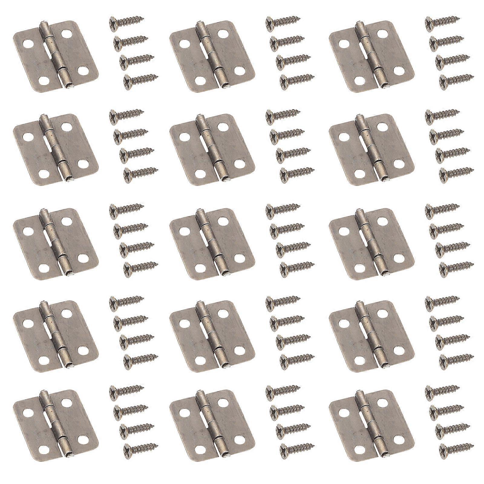 50 Sets Antique Iron Mini Hinges for Jewelry Boxes, Crafts & DIY Projects – Durable Folding Design with Included Screws for Easy Installation