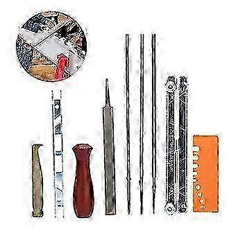 Chainsaw Drill Sharpener File Kit - 10-Piece Polishing Attachment Set with 5/32 & 3/16-Inch Round Files for Electric Sawtooth Grinding Tool
