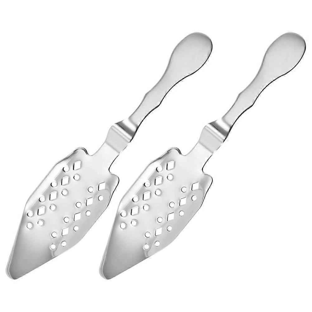 Stainless Steel Absinthe Spoon for Eating Use with Hollowout Design Silver Color 2 Pieces