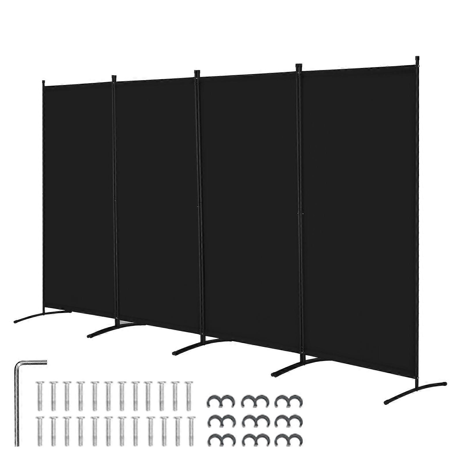 4 Panel Room Divider, Folding Privacy Screen and Portable Partition Divider for Room Separation, for Office, Bedroom, Study, Black
