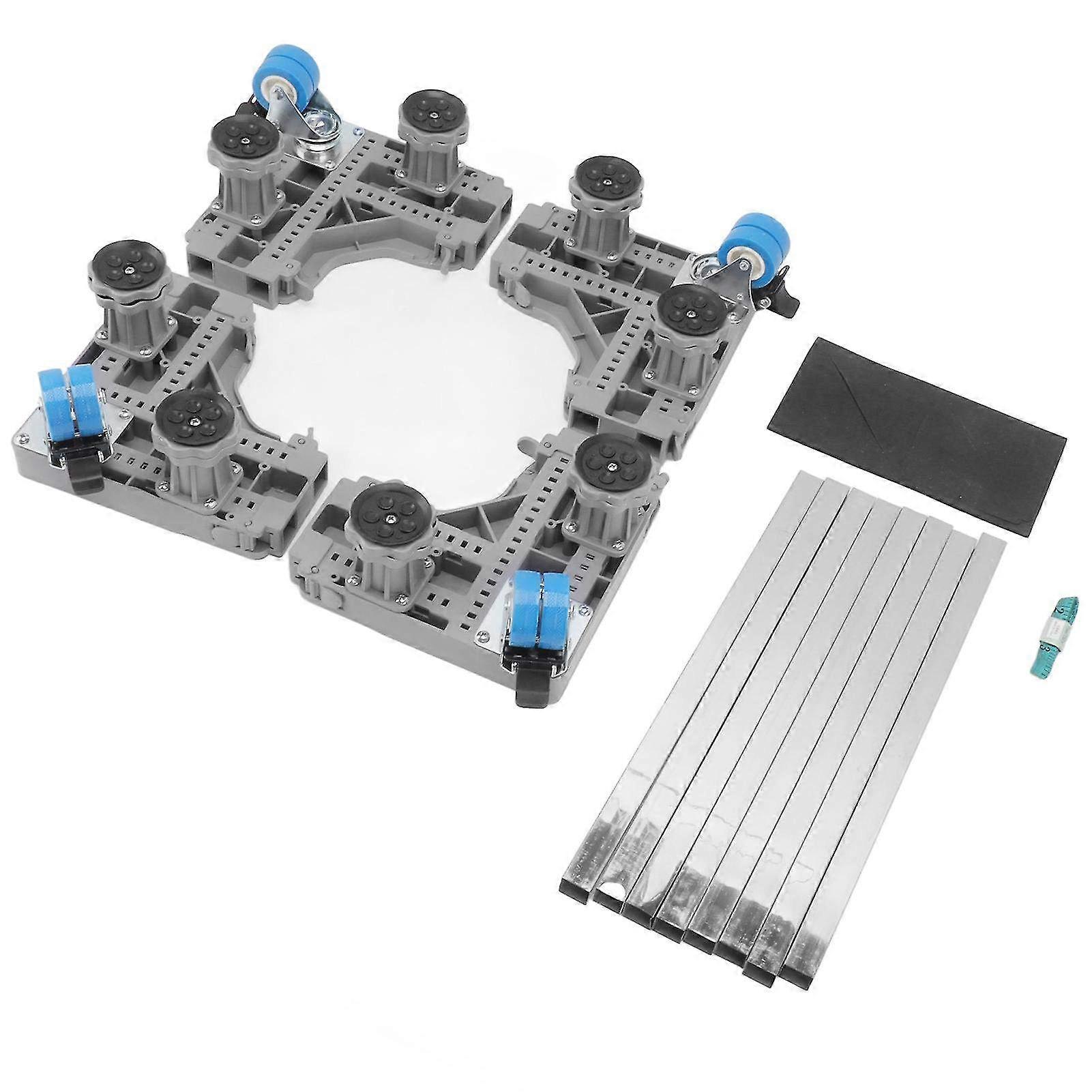 Multi-Functional Adjustable Washing Machine Base with Brake - Compatible Gray Stand for Dryer & Refrigerator Stability