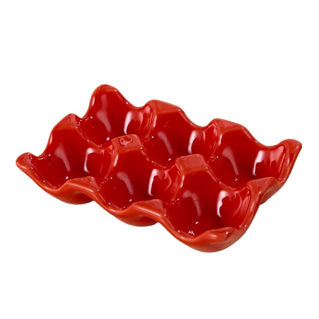 Egg Tray Counter Egg Holder Fridge Organiser Egg Storage Plate ABS Or Ceramic Material Red