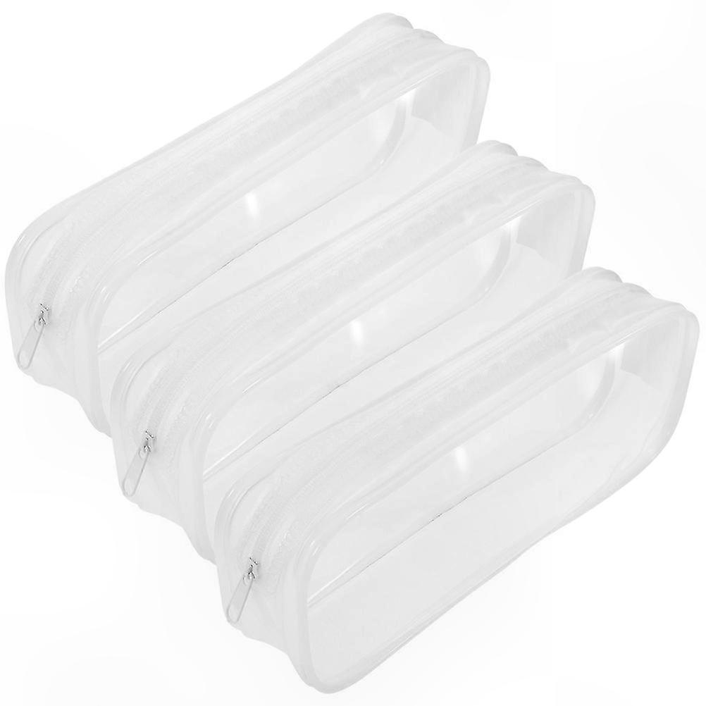 3-Pack Clear Pencil Pouches Multi-Functional Pen Holders for School and Office Use