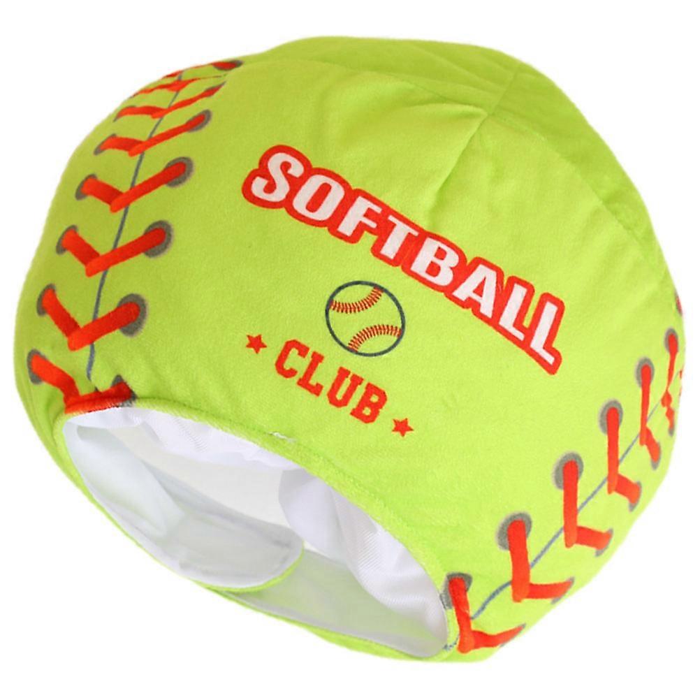Green Softball Themed Plush Headgear for Wearing Use with Excellent Workmanship and Comfortable Fit