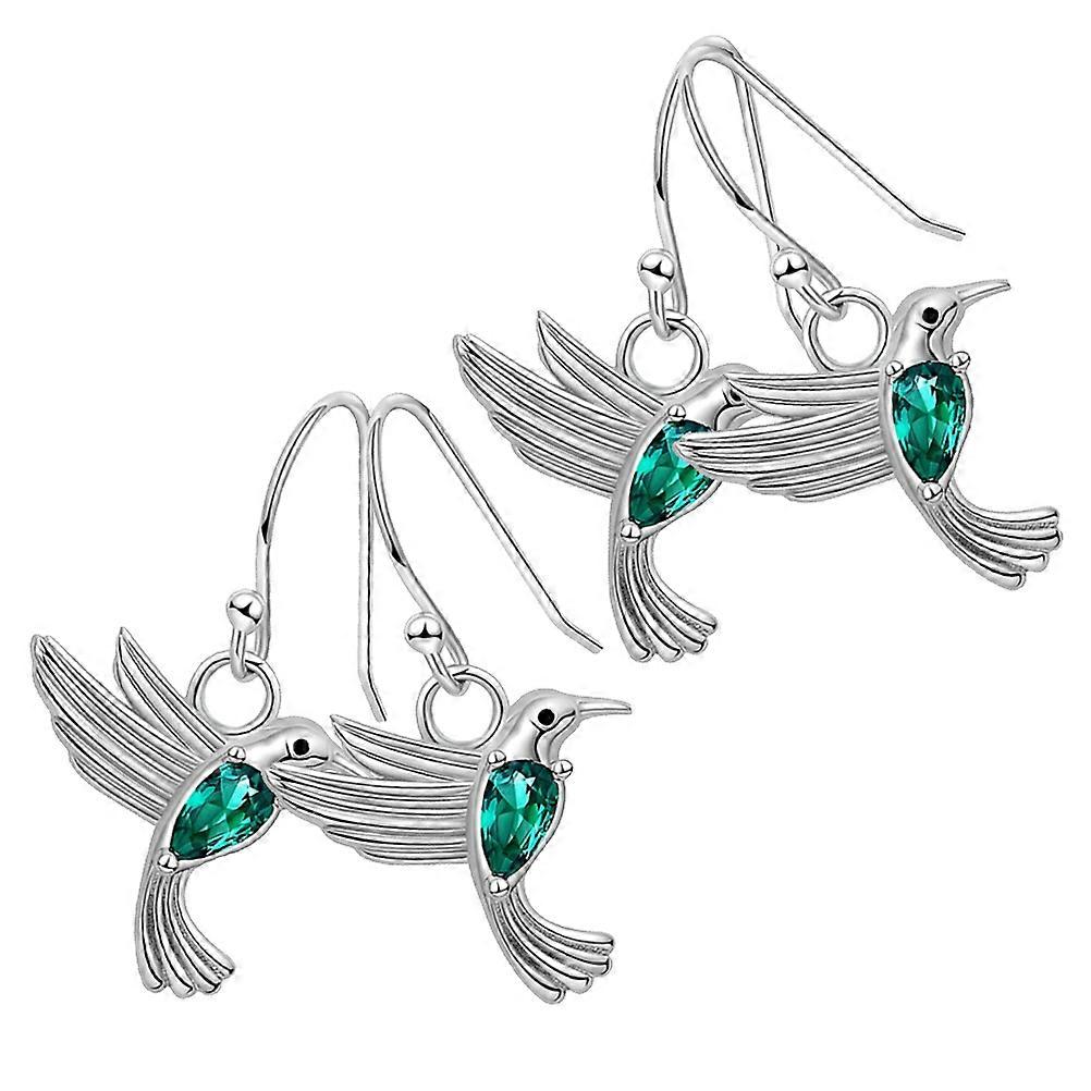 Here's a polished and engaging product description for your **2Pairs Bird Earrings Unique Hummingbird Dangle Earrings with Green Zircon for Women**,