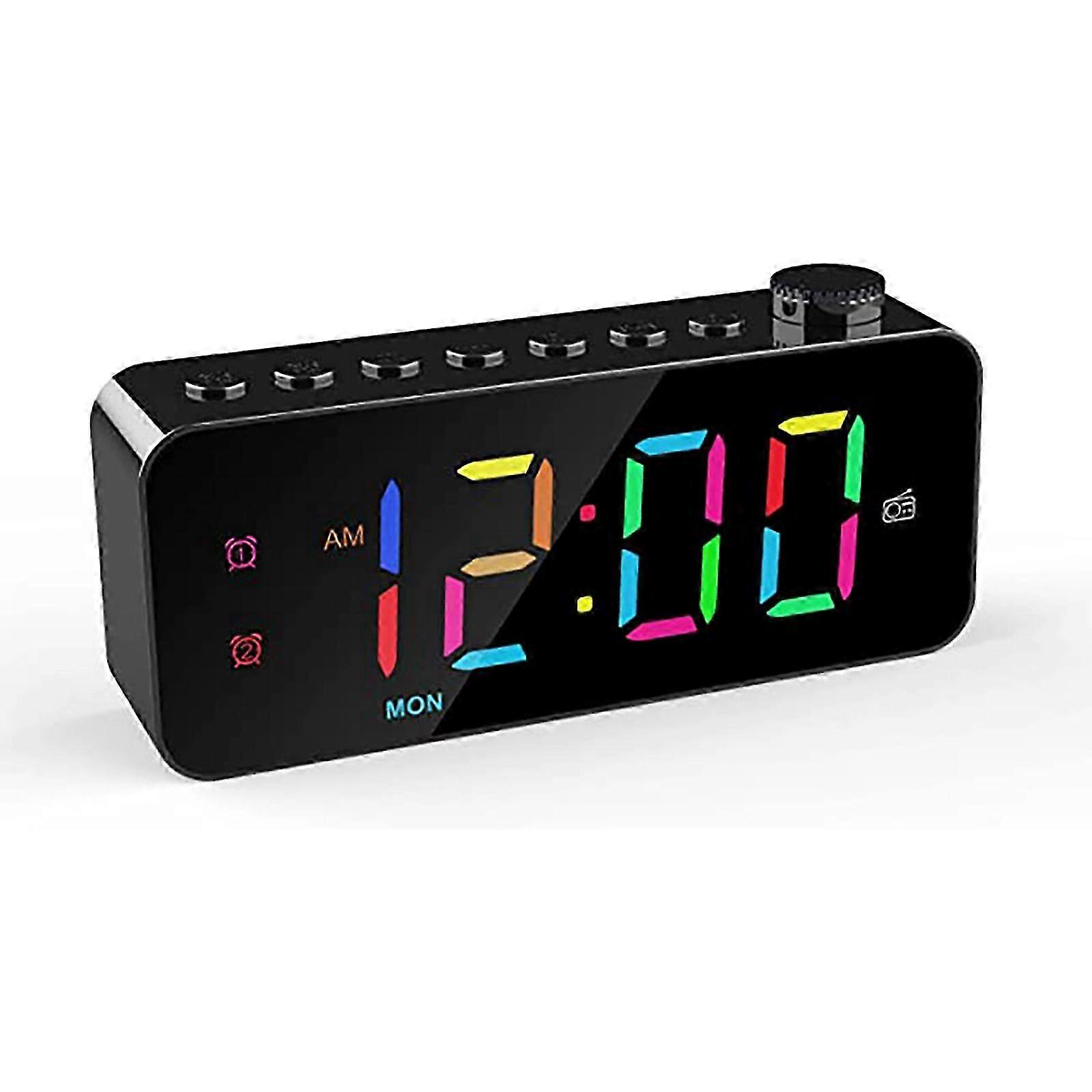 RGB Digital Alarm Clock radiocommunication With Large Surface Adjustable Brightness and Volume Dual Weekday/Weekend Mode