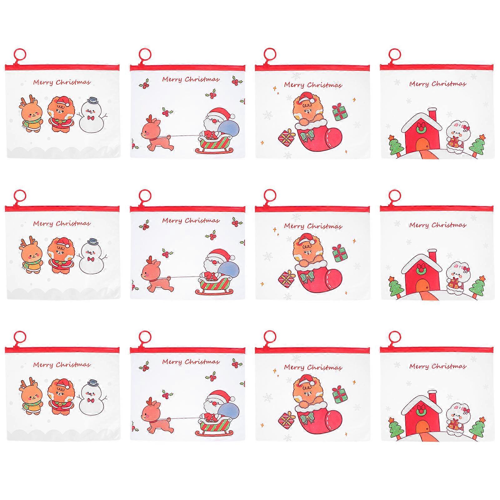 12Pcs Transparent Design File Bags Stationery Cases Ideal For Daily Toiletries Home Use Organizational Solution