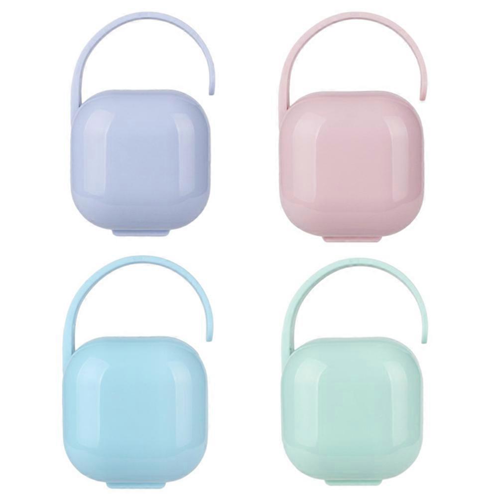 4 Pack Portable Pacifier Storage Box – Compact Plastic Soother Holder for Travel & Home Use with Carry Handle