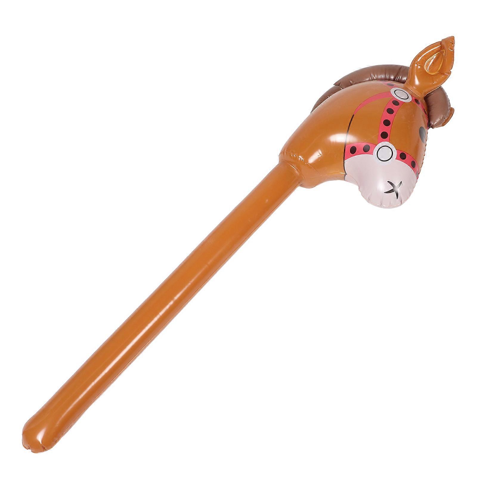 Inflatable Horse Head Hammer Stick For Kids Engaging Play Light Brown 1Set For Home and Party Decoration