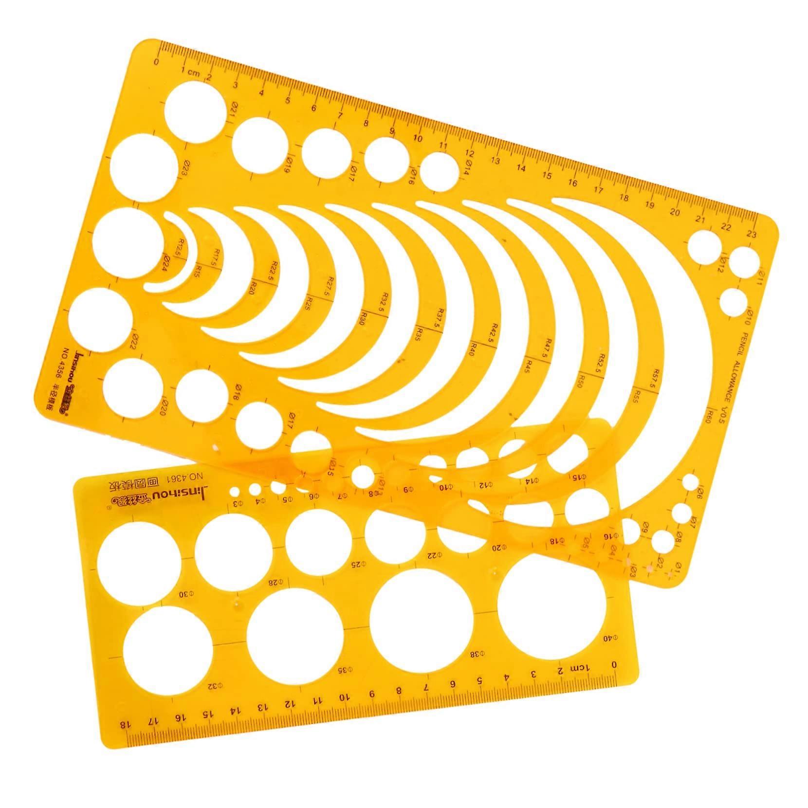 Set of 2 geometric drawing boards, circle, oval template for formwork drawings