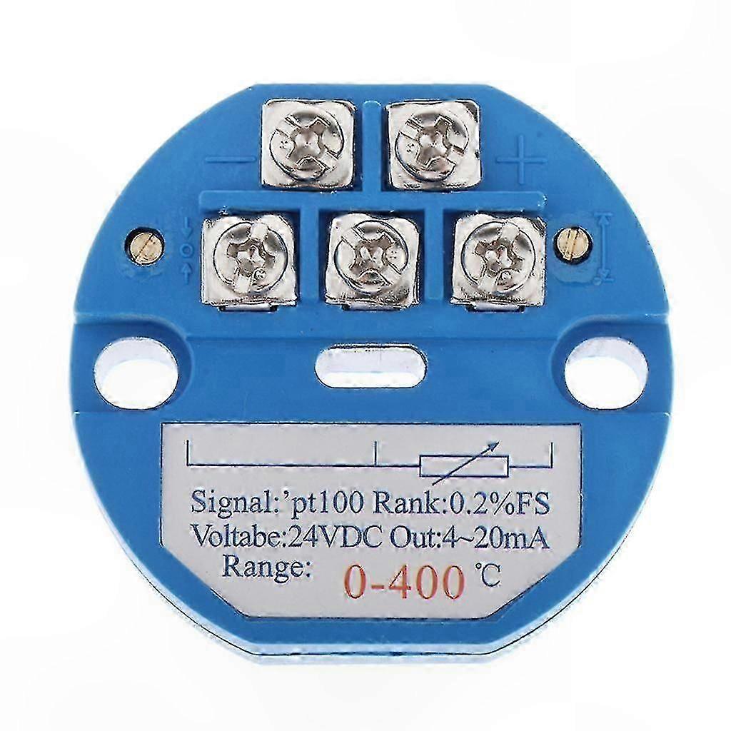 RTD Temperature Transmitter Module 4-20mA Output 0-400C Range PT100 Input 24VDC Power Supply