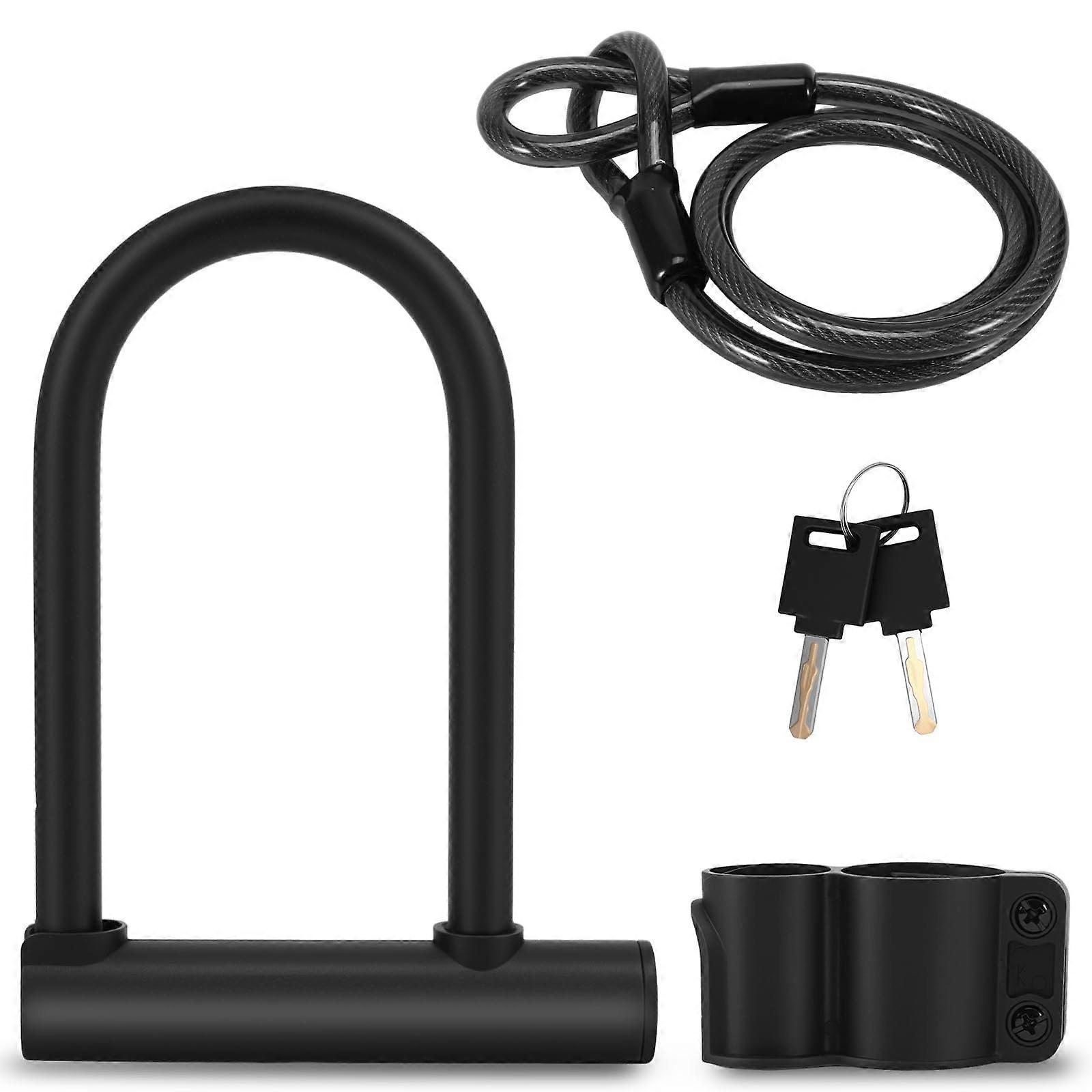 Bike lock, 12 mm, sturdy, theftproof, keyless, with 1.2 m steel cable – Ulock with 2 keys