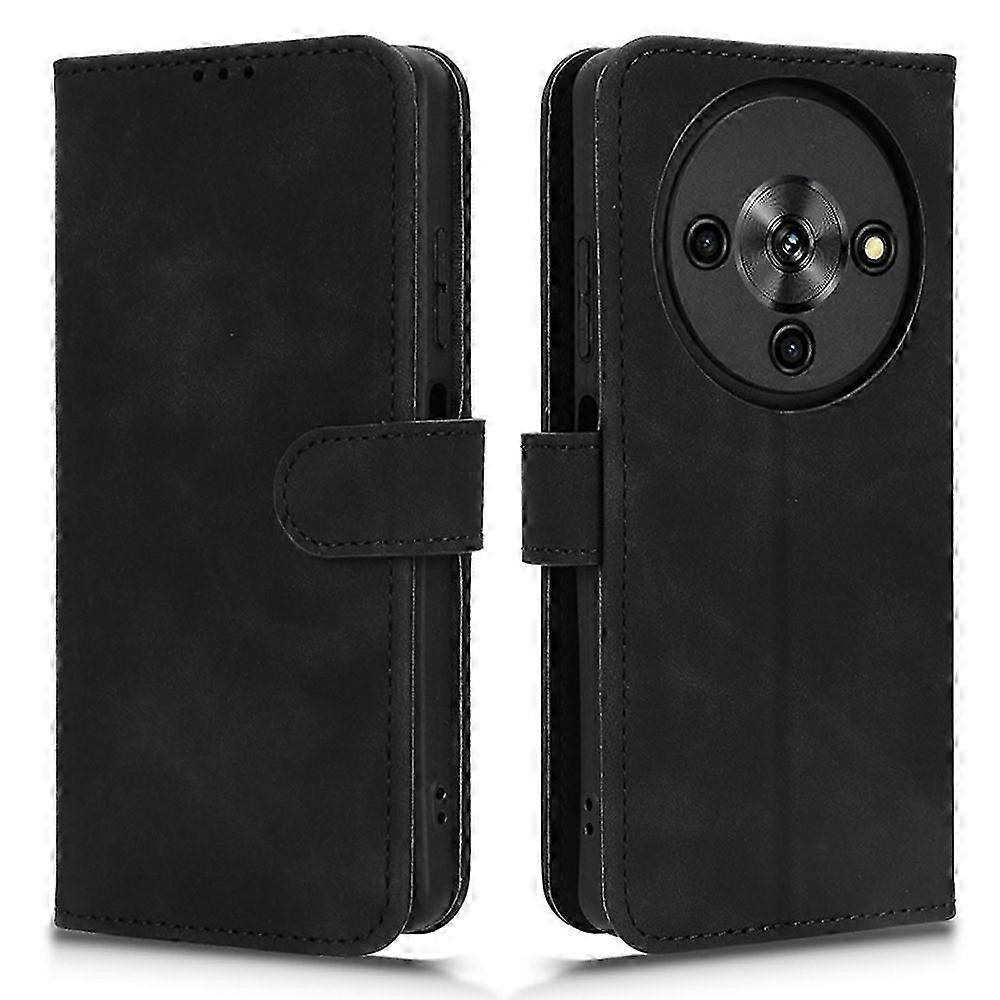 ZTE Blade A76 5Gレザーケーススキンフィールアンチドロップウォレットフリップフォンカバーブラック