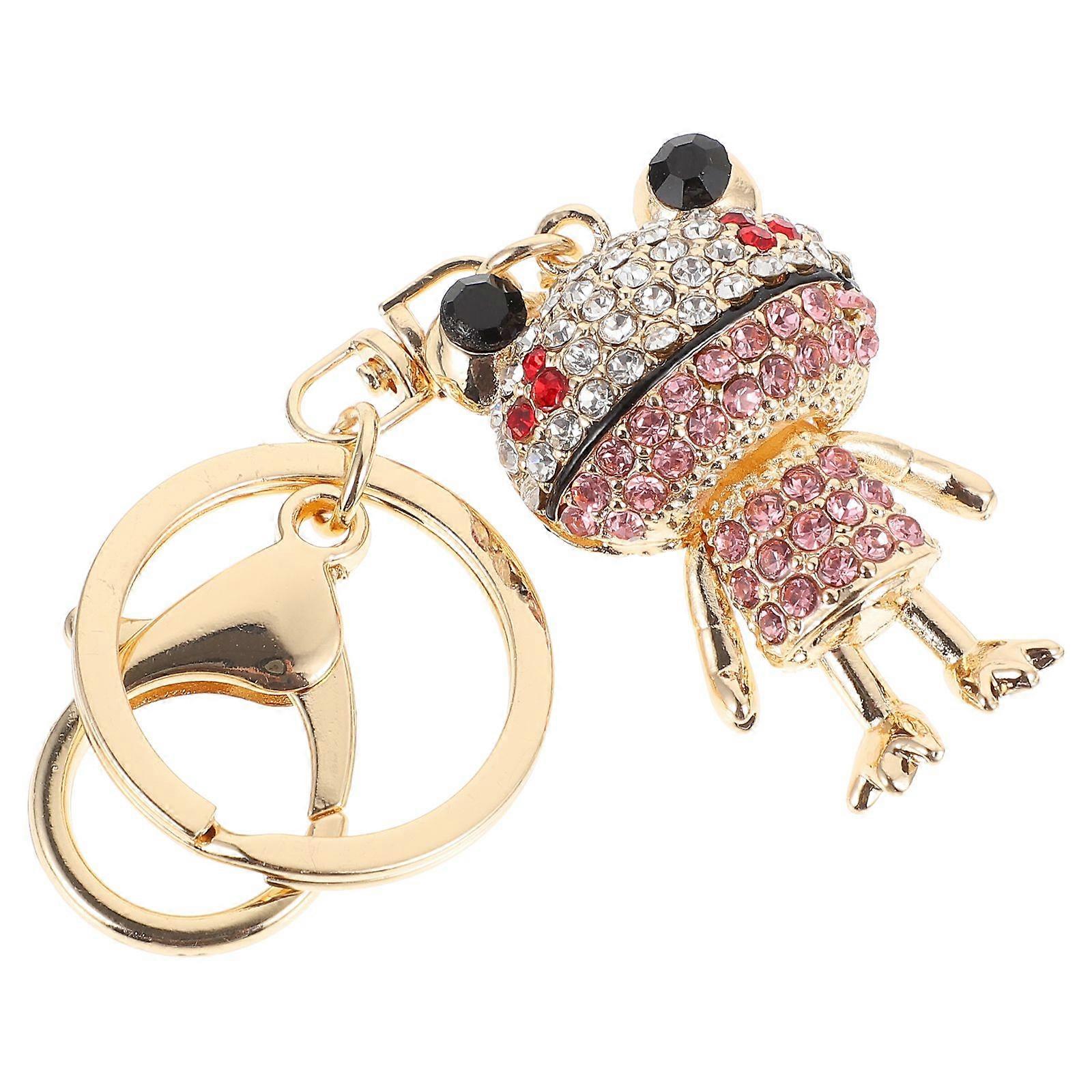 Rhinestone Studded Frog Shape Key Chain Shiny Key Pendant Bag Hanging Ornament