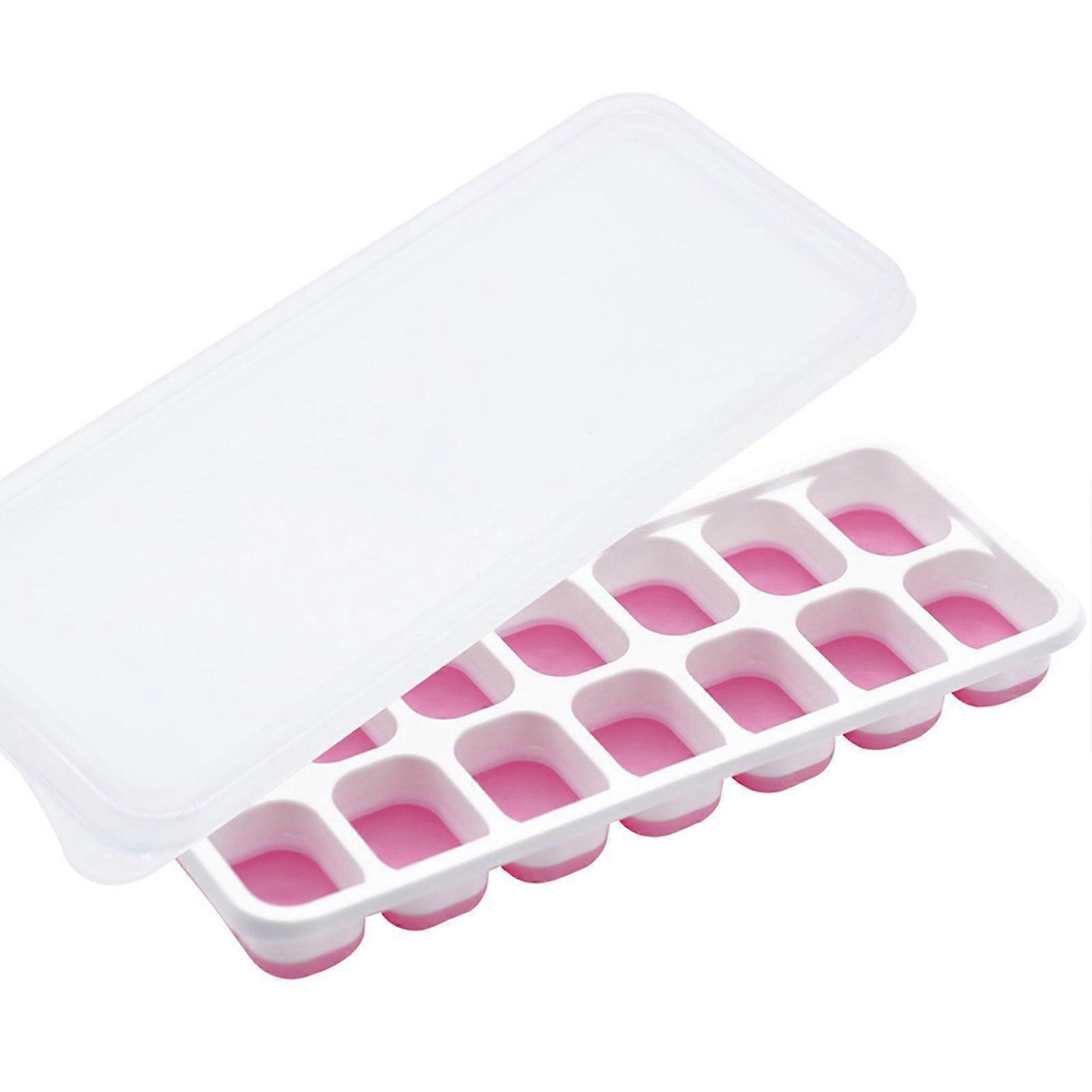 Ice Cubes Tray with Lid Stackable Soft Bottom Easy Release Ice Molds for Home Bar Kitchen Cocktail