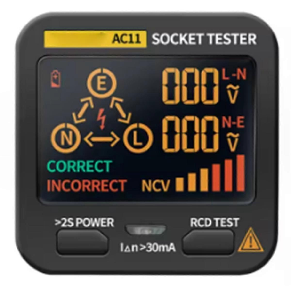 AC11 Socket Detector Zero Line Plug Polarity Phase Detector Socket Tester Smart Digital Tester EU Plug