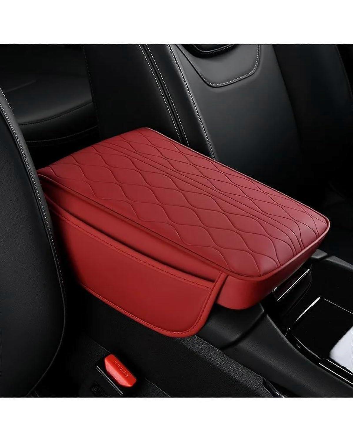 Auto Armlehne Box - Universal Leder Memory Foam Armlehne Kissen in Rot für Mittelkonsole, Komfortable Unterstützung