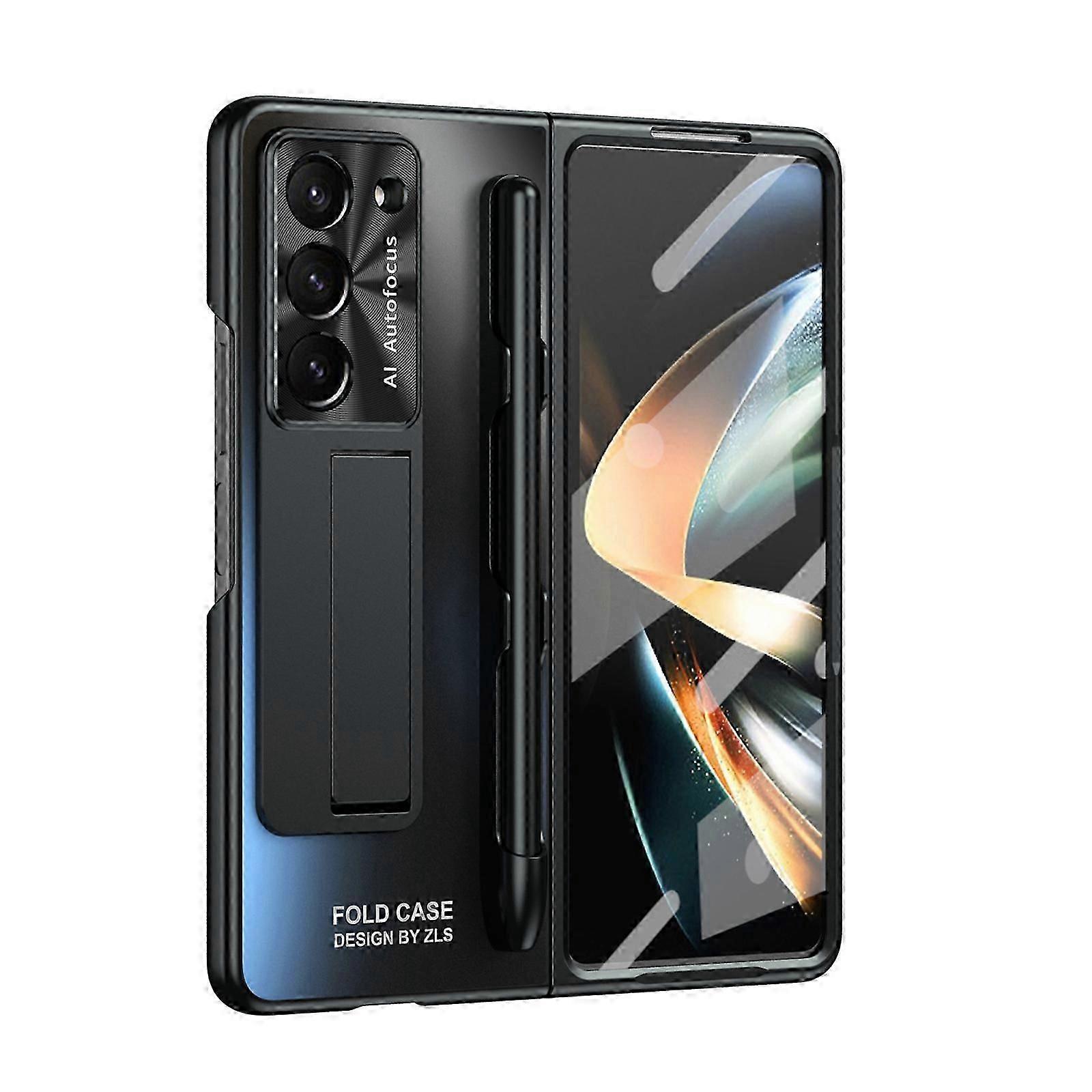 Designed for Samsung Galaxy Z Fold 6 Case with Kickstand & Front Screen Protector & S Pen Holder, Luxury Drop Resistance Protection Phone Cover Case C
