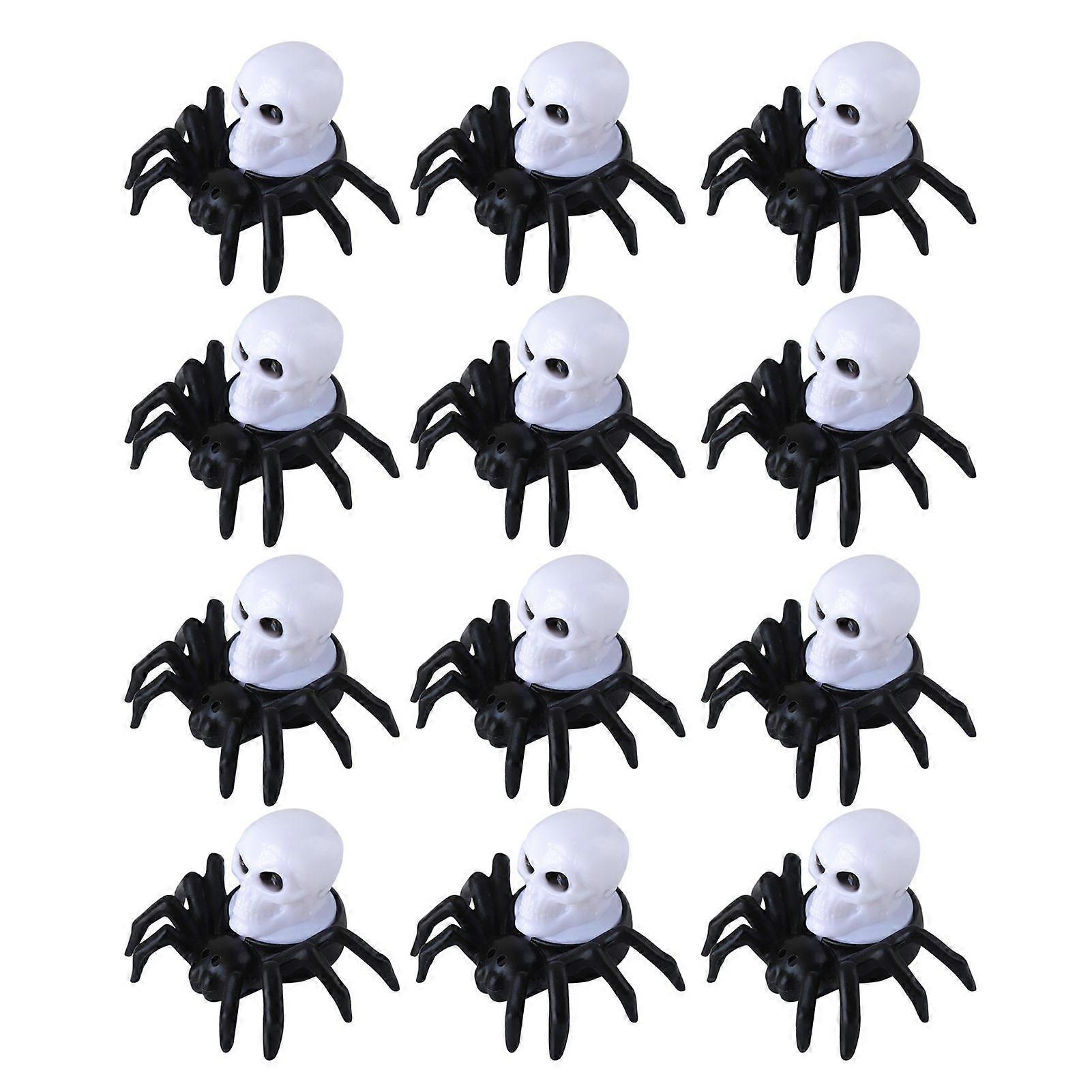 12pcs Spiders Flameless LED Candles for Halloween Flickering Tea Lights for Haunted House Party Centerpieces