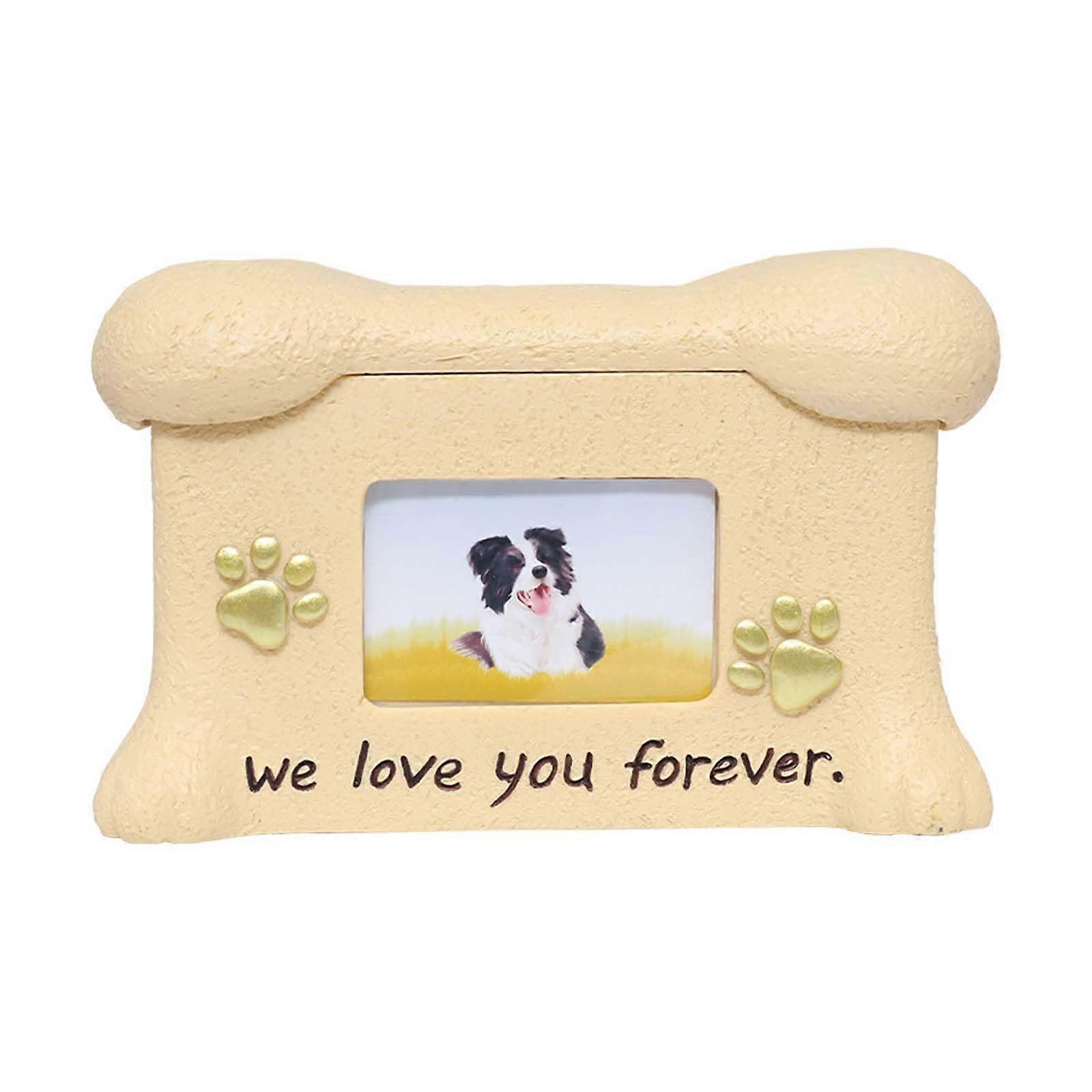 Dog and Cat Urns for Ashes, Resin Memorial Urn with Picture Frame, Loss Pet Memorial GiftBone style