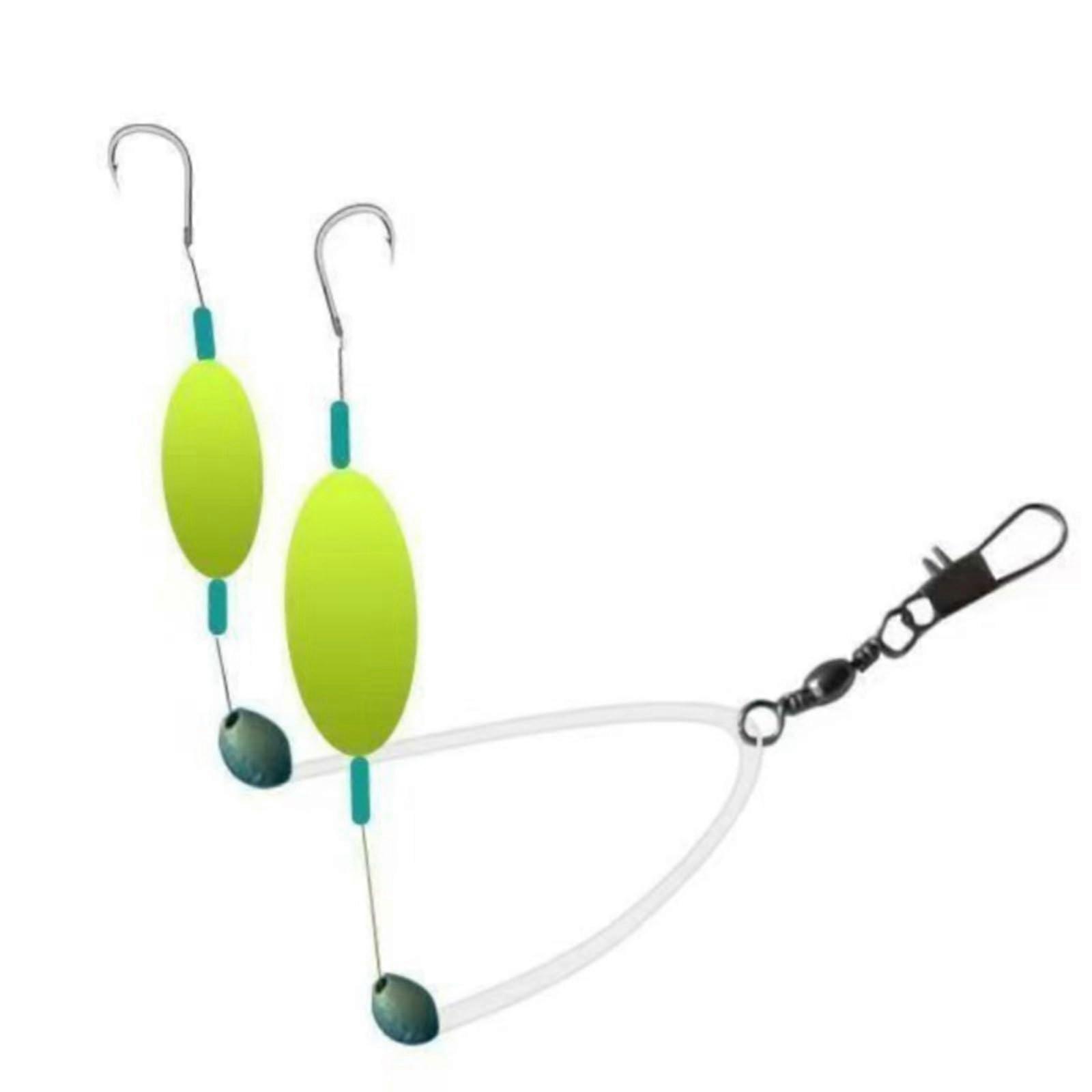 Upgraded Double Hook Reverse Bottom Rig Swimming For Freshwater Fishing For Beginners Amateurs And Outdoor Green One Size