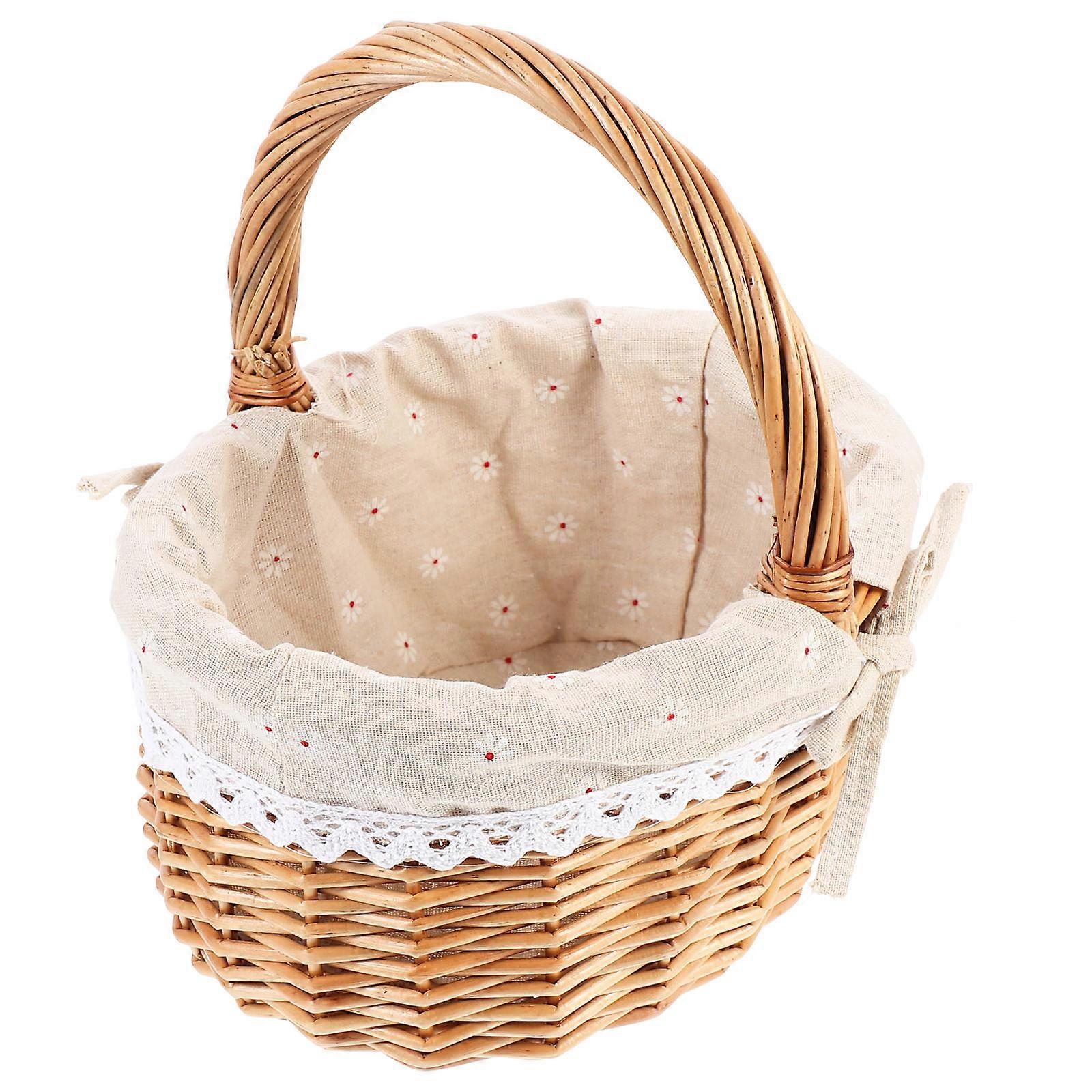 Storage Basket Handmade Rectangular Brown Willow for Home and Car Use Basket 1Pack