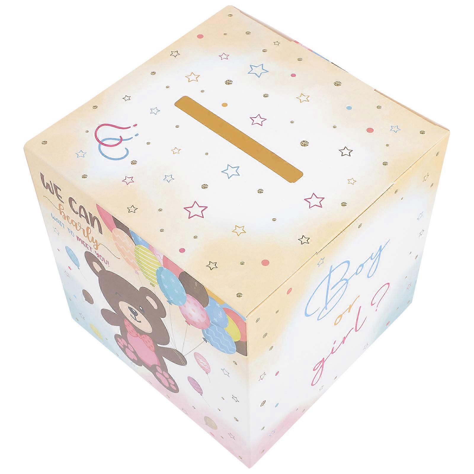 Gender Reveal Box with Pull Out Ballot Cards Game for Party Fun, Adorable Design for Baby Shower Decorations