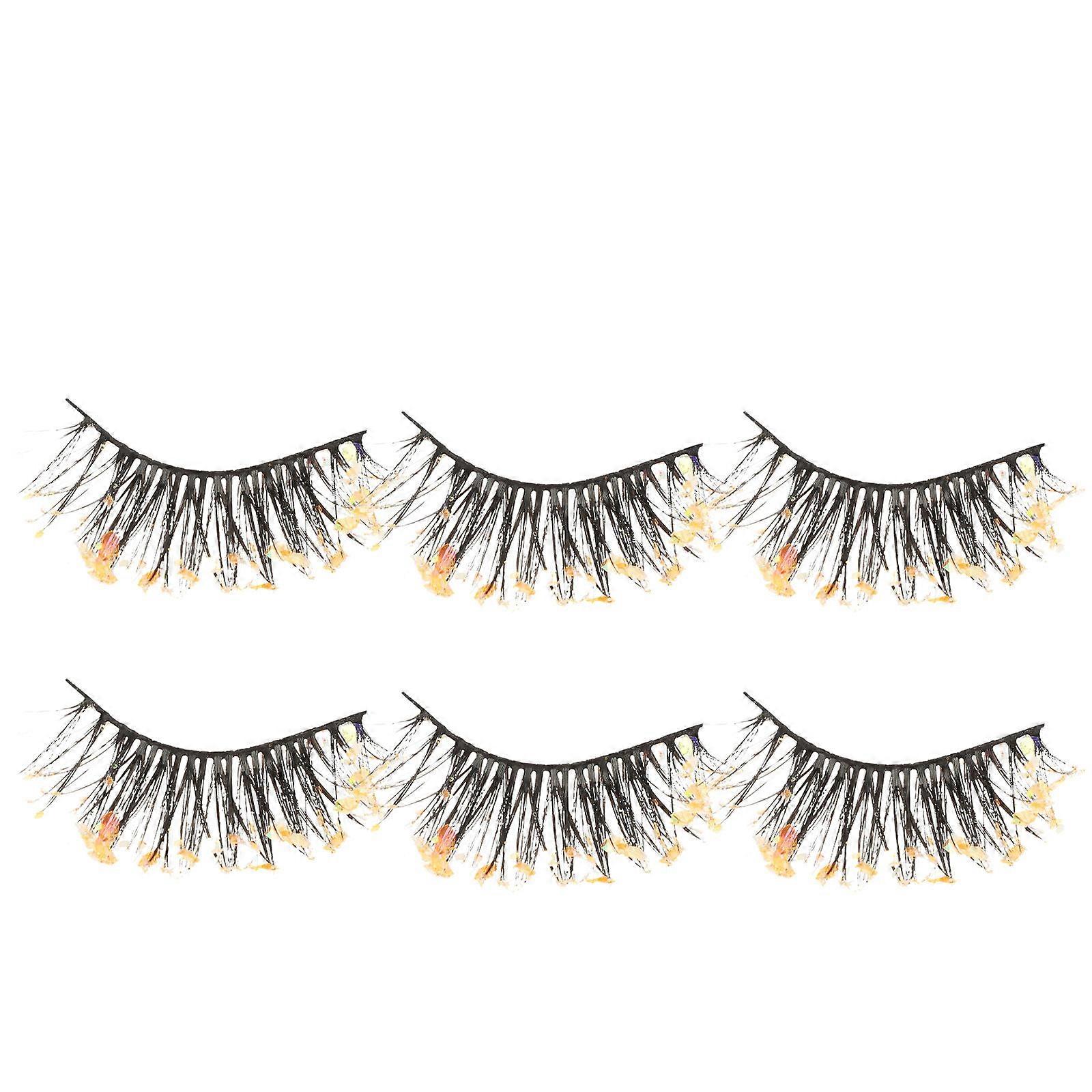 False Eyelashes Pack of 3 Pairs Wispy Extensions with Synthetic Fiber for Women Makeup Multi Color
