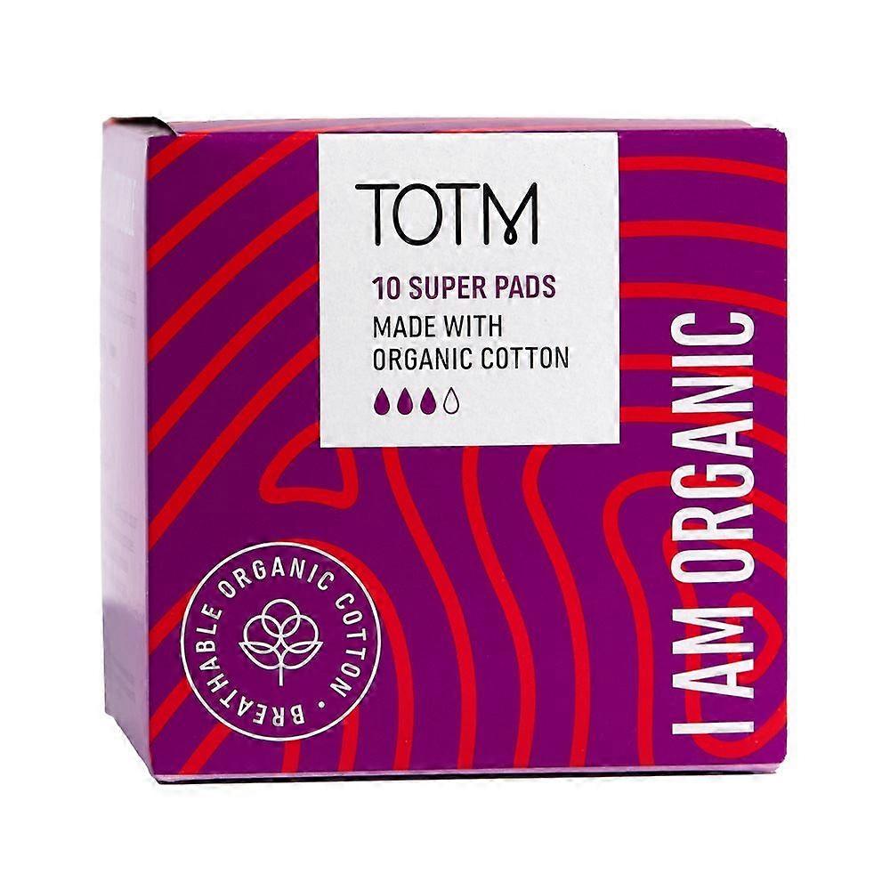 TOTM Organic Pads - Super Flow With Wings 10 Per Box - 4 Pack