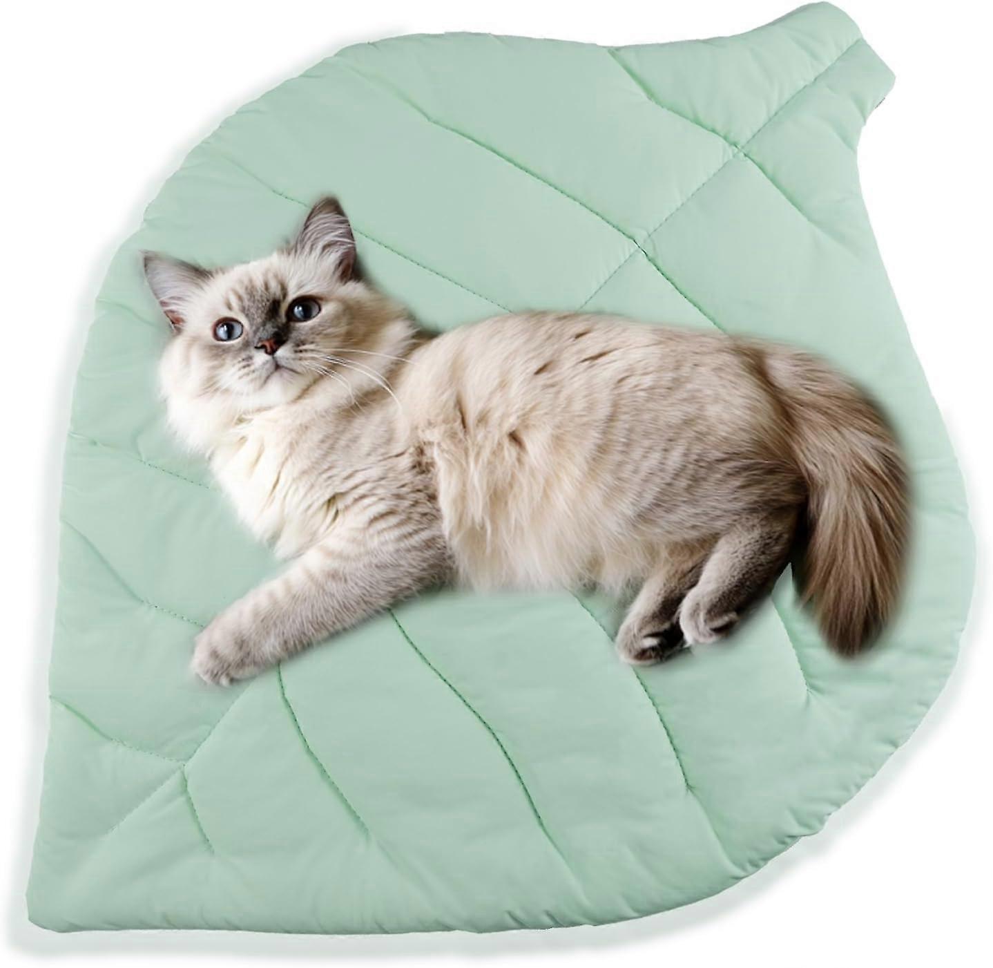 Cat Cooling Mat Pet Leaf Shaped Pad Breathable Durable Easy to Clean