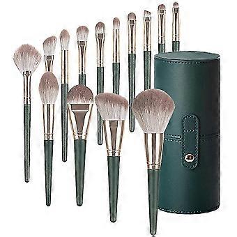 14-Piece Green Makeup Brush Set – Essential Beauty Tools for Flawless Makeup Application