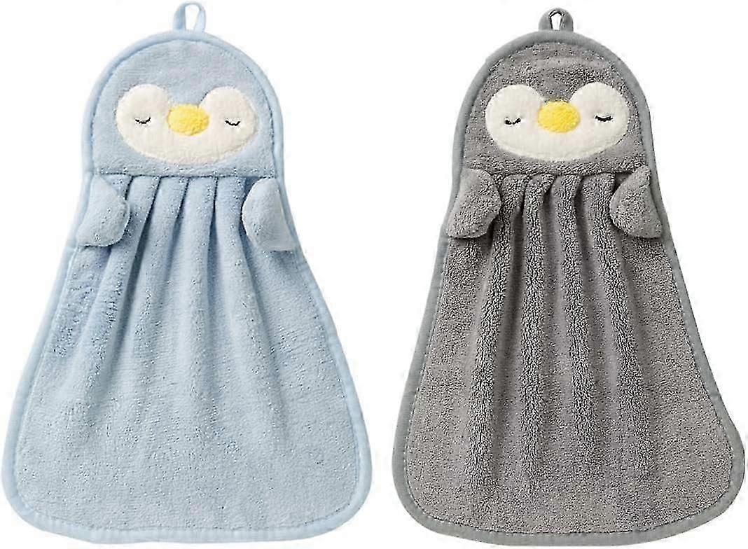 2 ADET Set 2 Yumuşak Şönil Asılı Havlu Mutfak Banyo Penguen için
