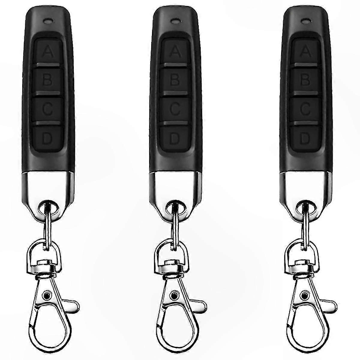 Universal 433MHz Wireless Remote Control for Garage Door, 3-Pack Cloning Key Fob, 4-in-1 Replacement Opener