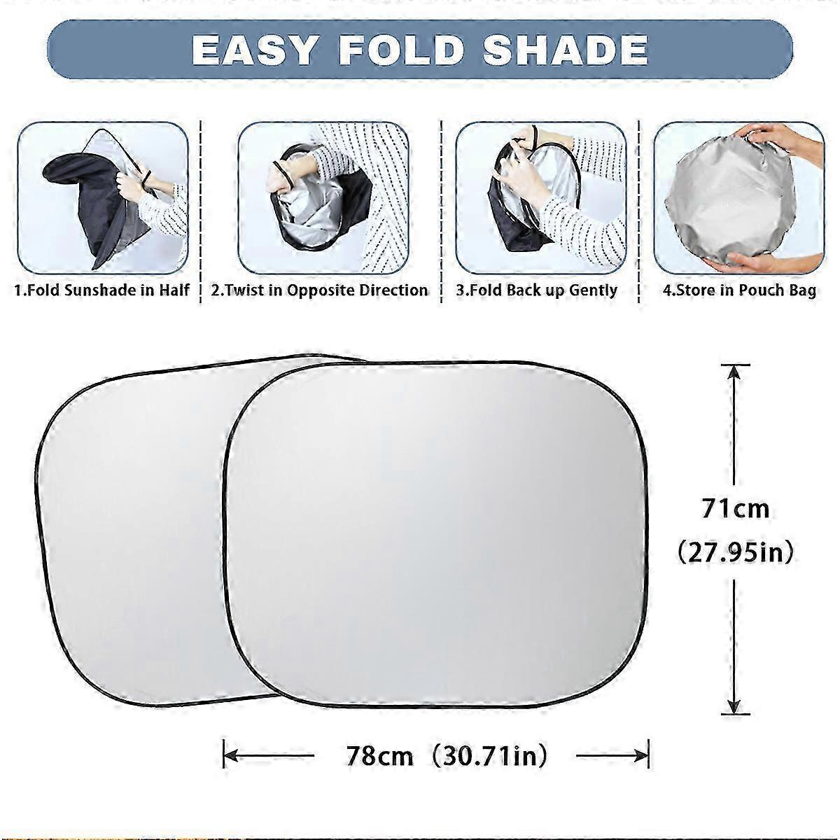 2x Windshield Sun Shade Foldable Car Front Window Sunshade Cover Fi...