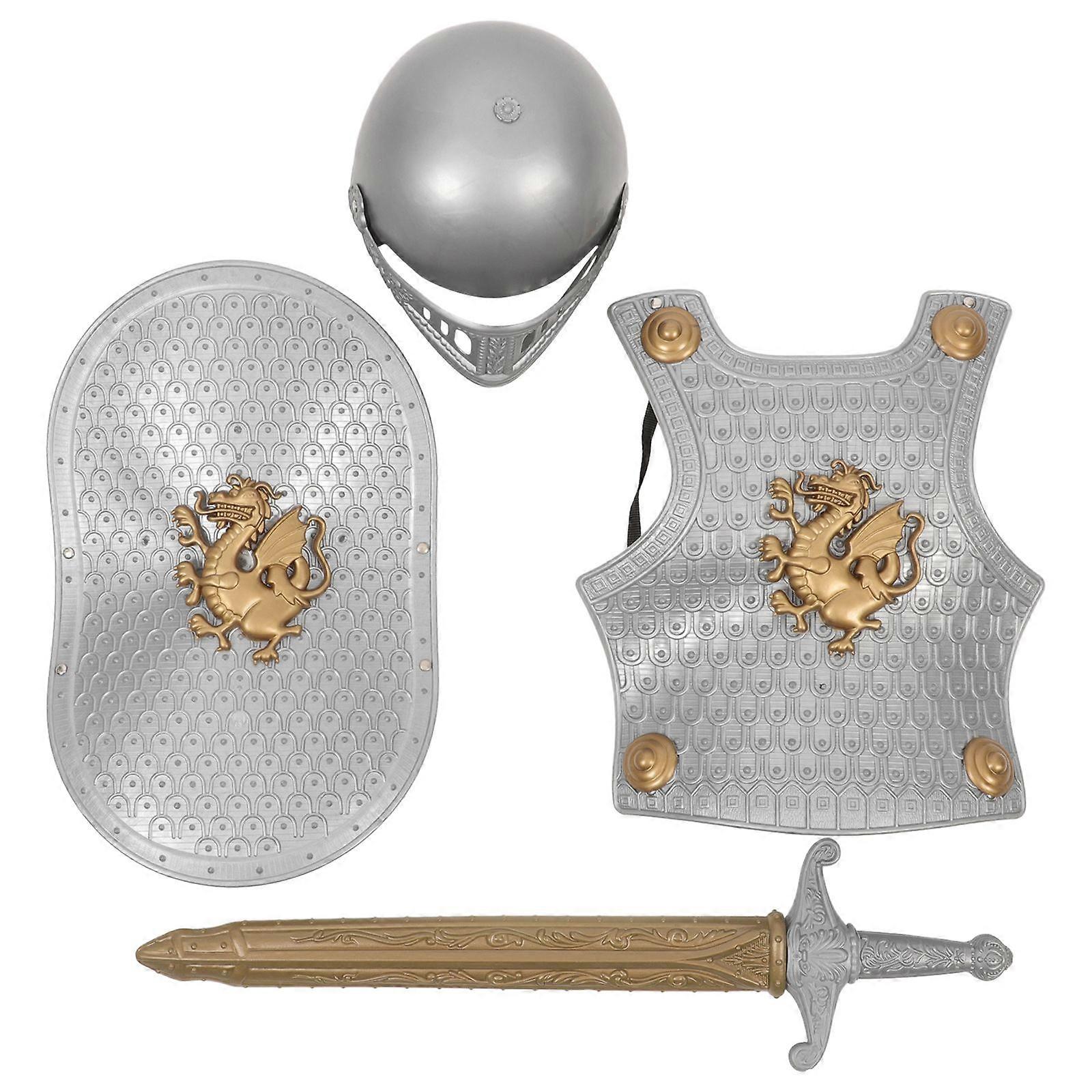Children's Armor Set Battle Armor Warrior Props Deluxe Knight in Shining Armor Set(White Dragon)