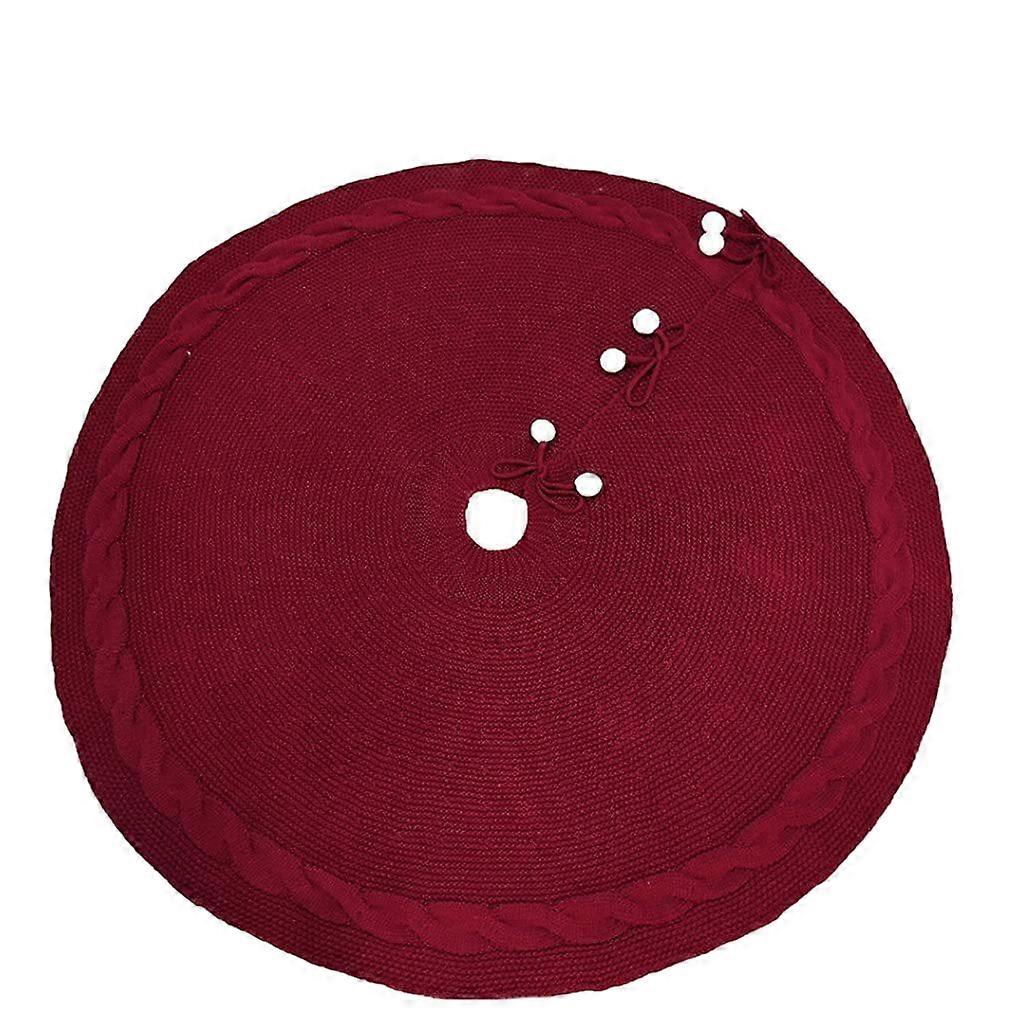 Knitted Christmas tree skirt, 48 inches in diameter, suitable for multiple festivals with pom-poms