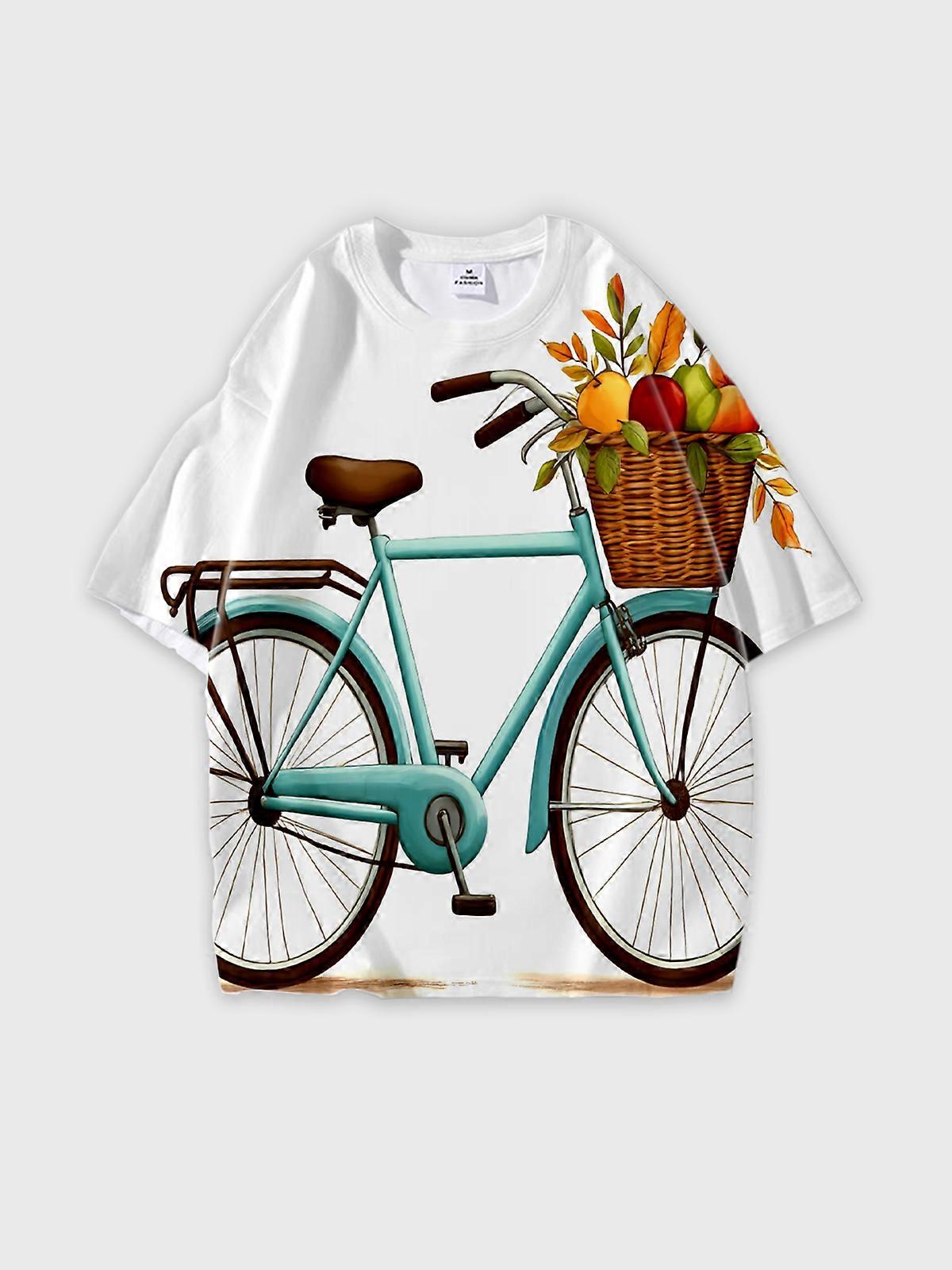 T-Shirt Round Neck, Loose Short Sleeve Pattern Graphic Tee, Unisex Summer Casual Top V3735