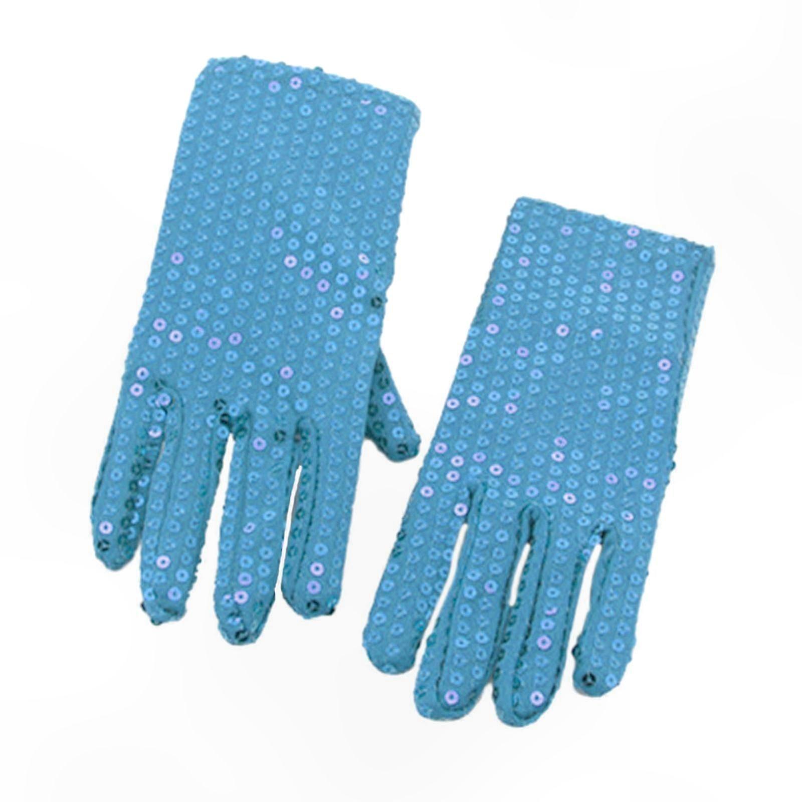 Shiny Sequin Gloves for Kids Dancing Singing Parties Elastic Full Finger Pink