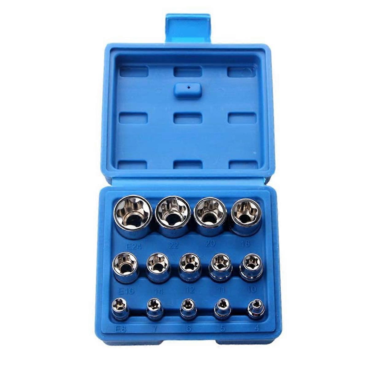 14PCS Female E Star Torx Socket Set E4-E24 E-Torx External Hex Socket Insert Nut
