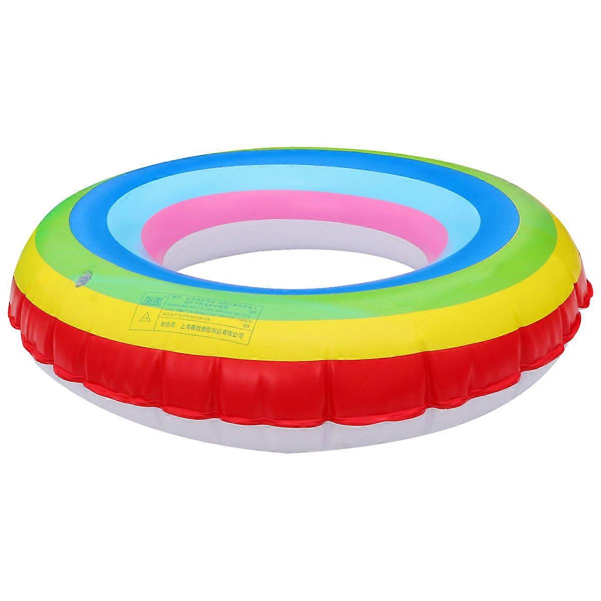 Round Inflated Swim Ring Water Floating Toy 80cm Colorful For Backyard Pool Use 1Pcs