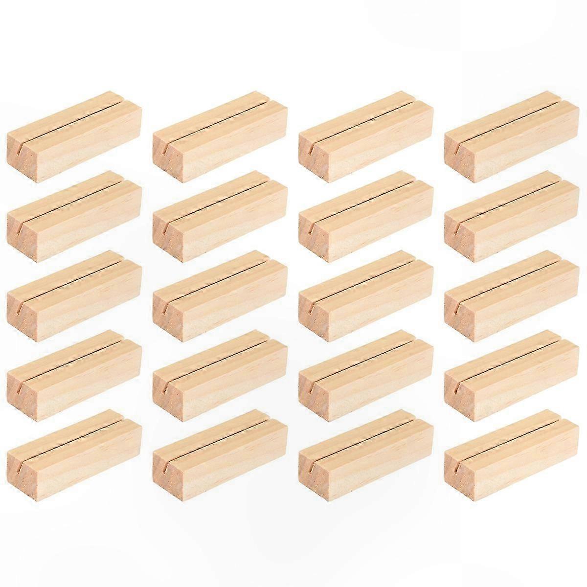 20-Pack Wooden Card Holders, Natural Memo Stands for Table Numbers, Notes, and Photos
