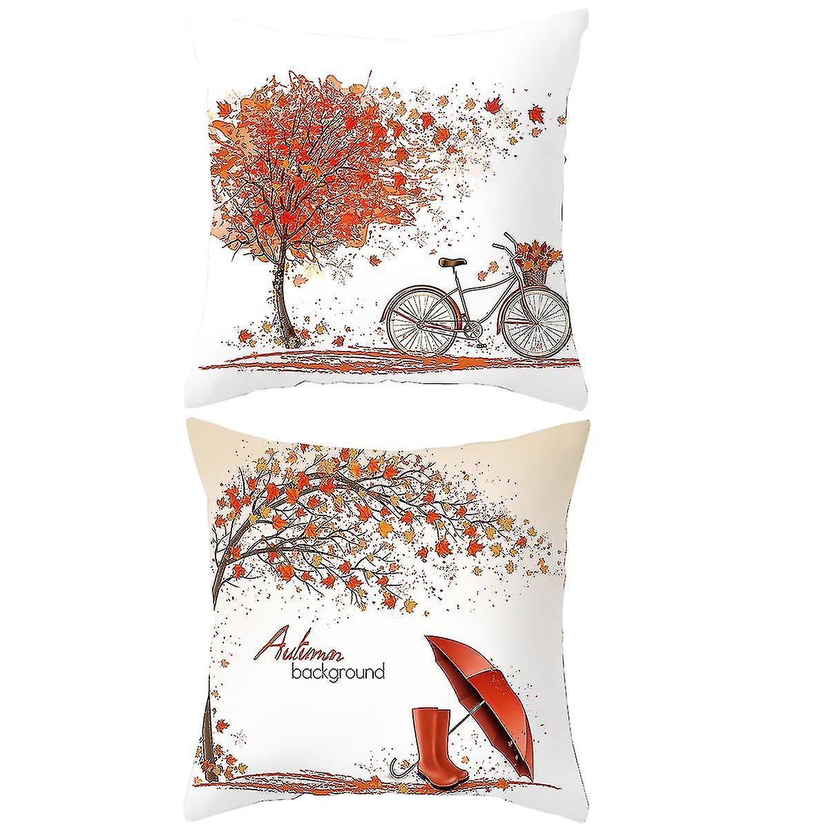 2pcs 45x45cm Maple Leaves Throw Pillow Case Cushion Cover For Sofa