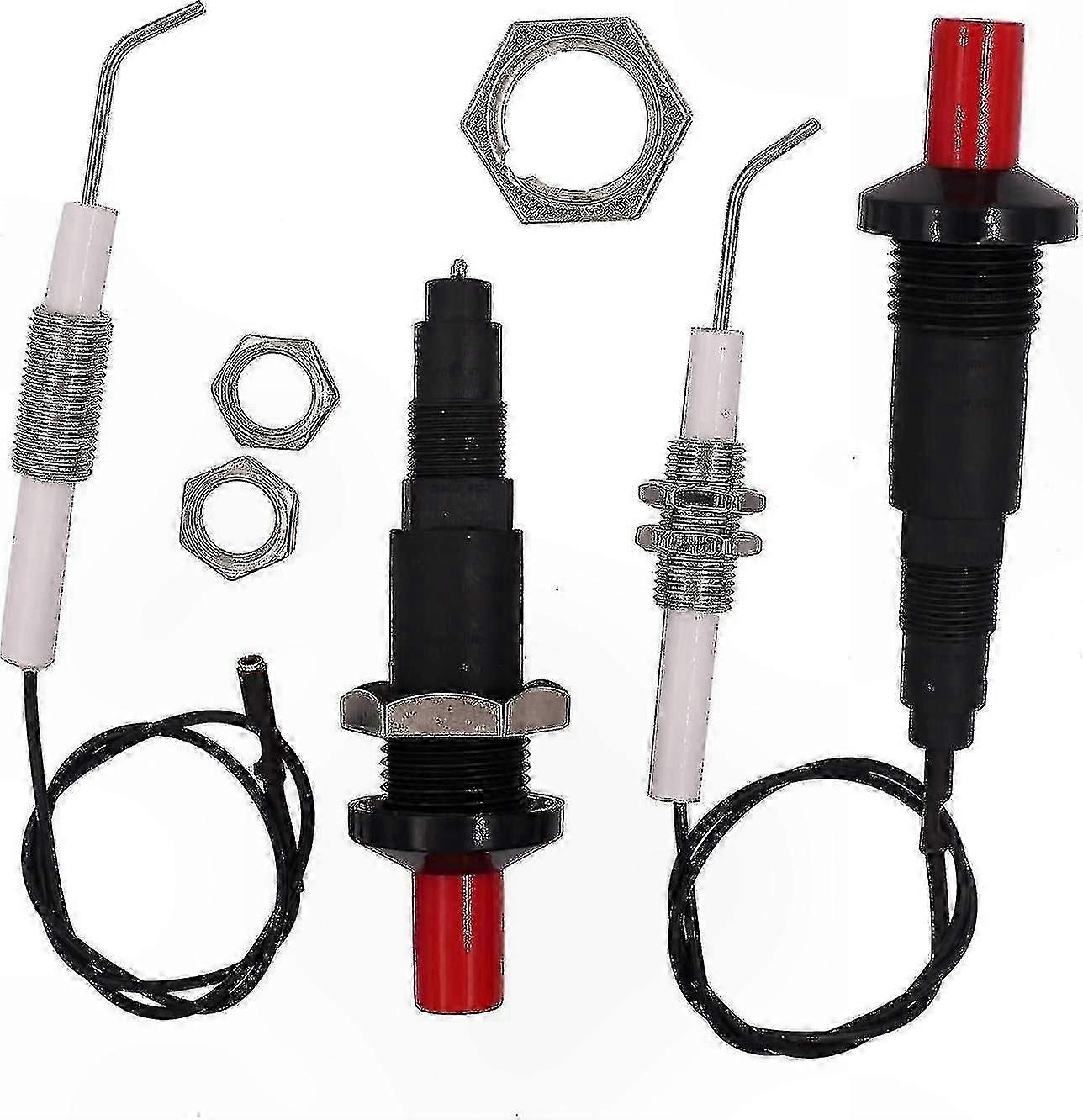 Universal Gas Grill Igniter with 30cm Electrodes, Ceramic Threaded Spark Plug Wire, 2 Pack Push Button Piezo Ignition System for BBQ