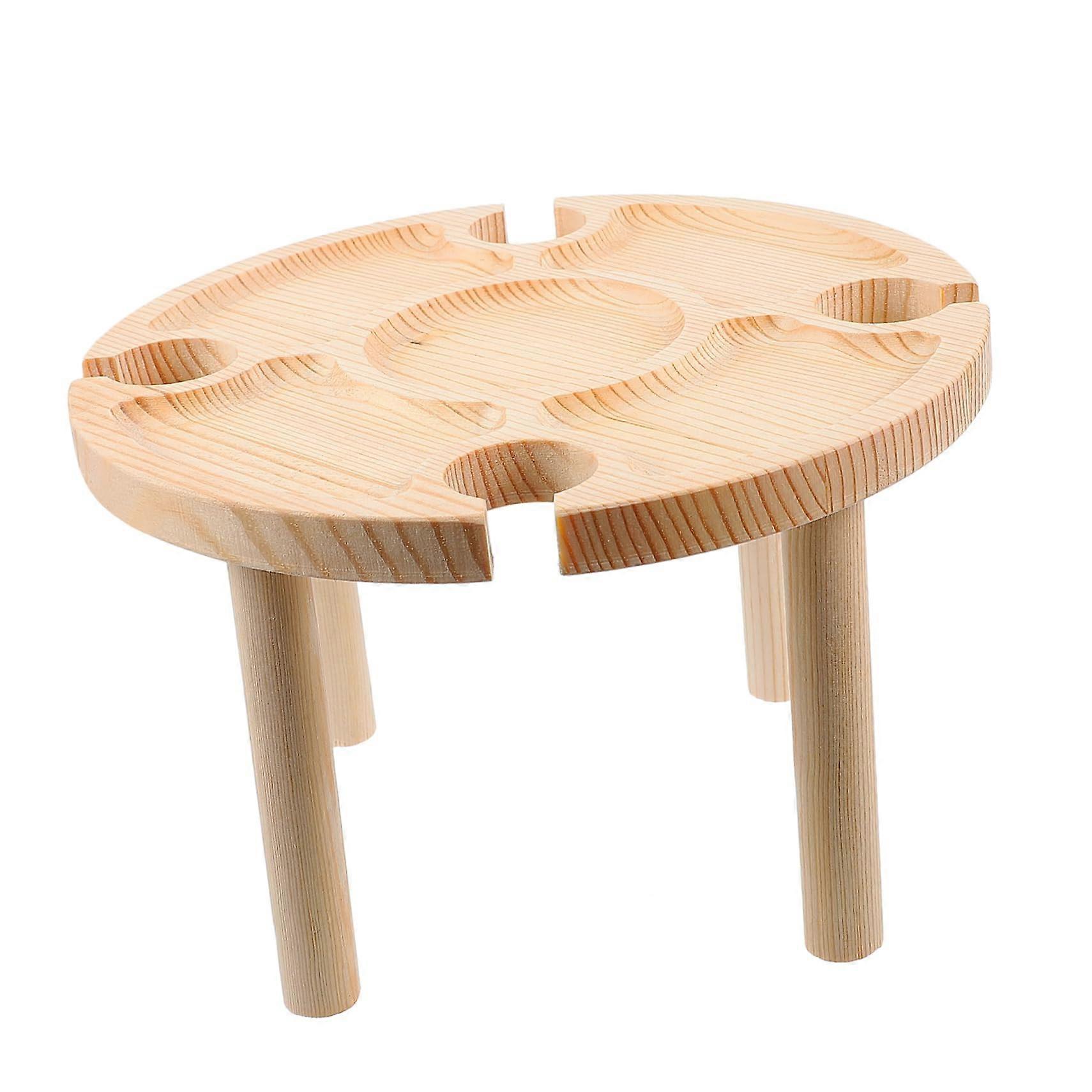 Portable Outdoor Wine Table With Stable Legs And Smooth Wood Surface For Beach Picnics Snack And Food Serving Garden And Home