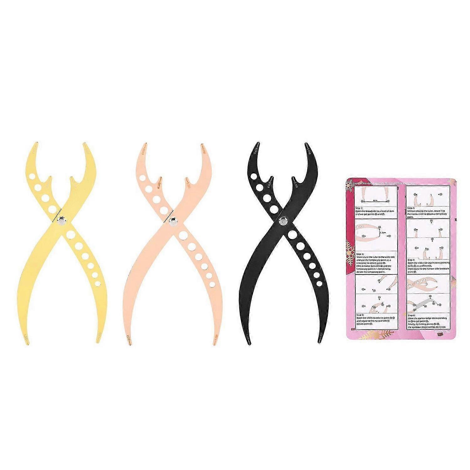 2025 Latest Model 3pcs Eyebrow Stencil Ruler Reusable Eyebrow Microblading Pos...