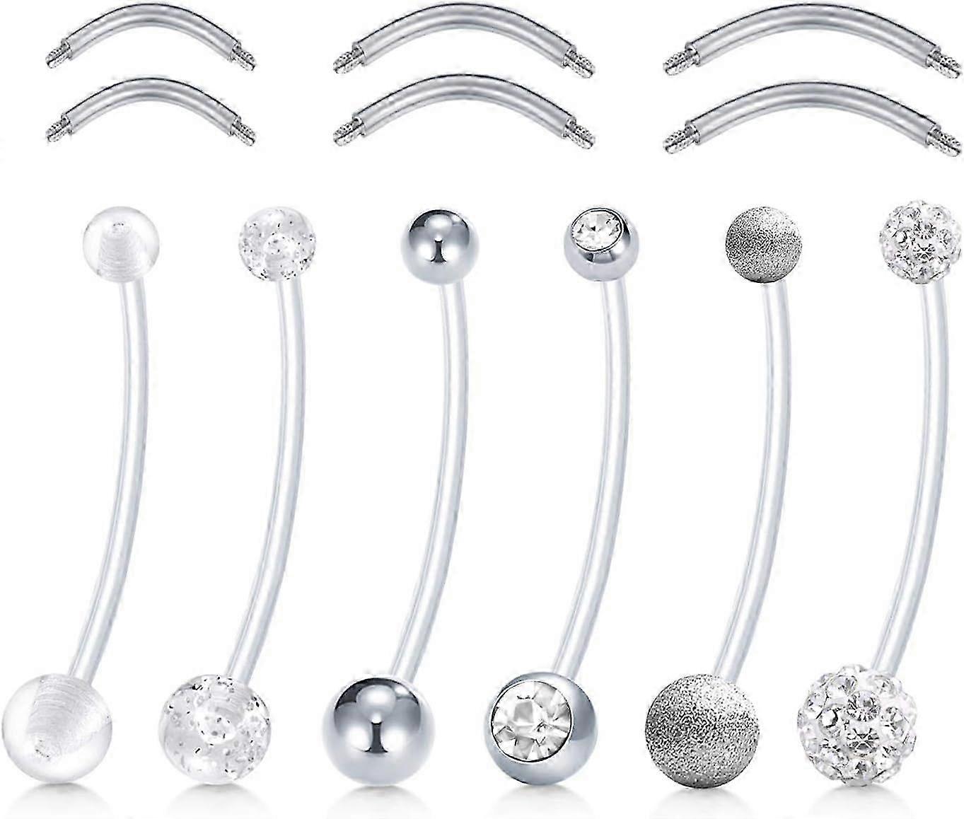 14G Pregnancy Belly Button Rings with Replacement Balls FlexibleSport Maternity