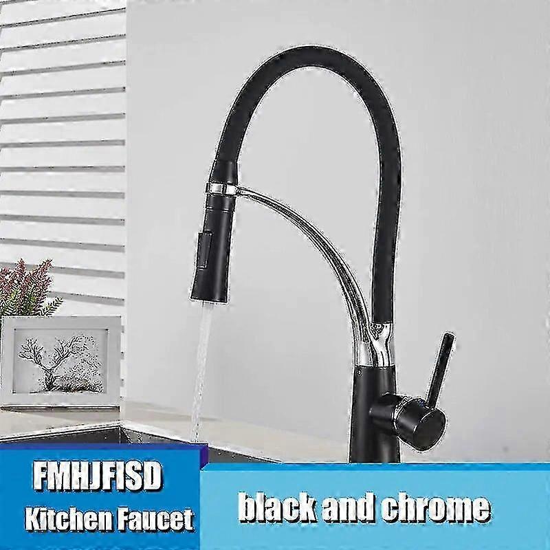 クロム/ニッケル/ブラック/ゴールド仕上げの高品質ゴム製キッチン蛇口、360 度回転、プルダウン ストリーム スプレー タップ - あらゆる調理ニーズに対応